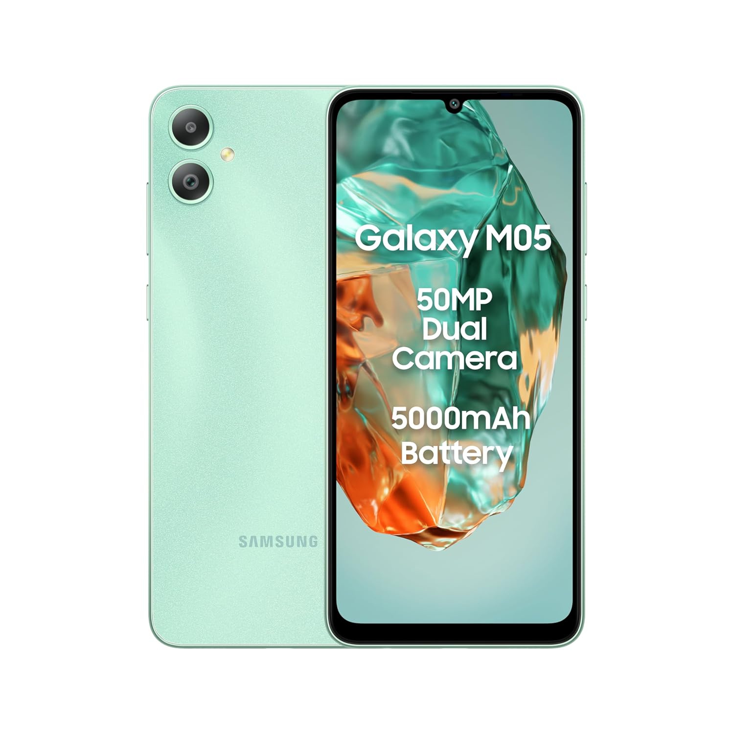 Samsung Galaxy M05 (Mint Green, 4GB RAM, 64 GB Storage) | 50MP Dual Camera | Bigger 6.7″ HD+ Display | 5000mAh Battery | 25W Fast Charging | 2 Gen OS Upgrade & 4 Year Security Update | Without Charger Samsung Galaxy M05 (Mint Green, 4GB RAM, 64 GB Storage) | 50MP Dual Camera | Bigger 6.7″ HD+ Display | 5000mAh Battery | 25W Fast Charging | 2 Gen OS Upgrade & 4 Year Security Update | Without Charger
