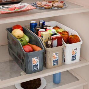 Kuber Industries 4000 ML Set of 3 Bpa Free Plastic Easy Pull Out Fridge Basket for Vegetables and Fruits | Multipurpose Storage Tray for Kitchen | White, Grey & Beige