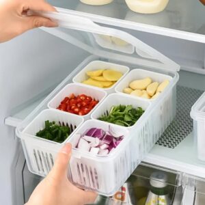 RERANT Fridge Storage Boxes Freezer Storage Containers, Container for Kitchen Storage Set, Storage in Kitchen, Vegetable Storage, Draining Crisper Refrigerator Food Box