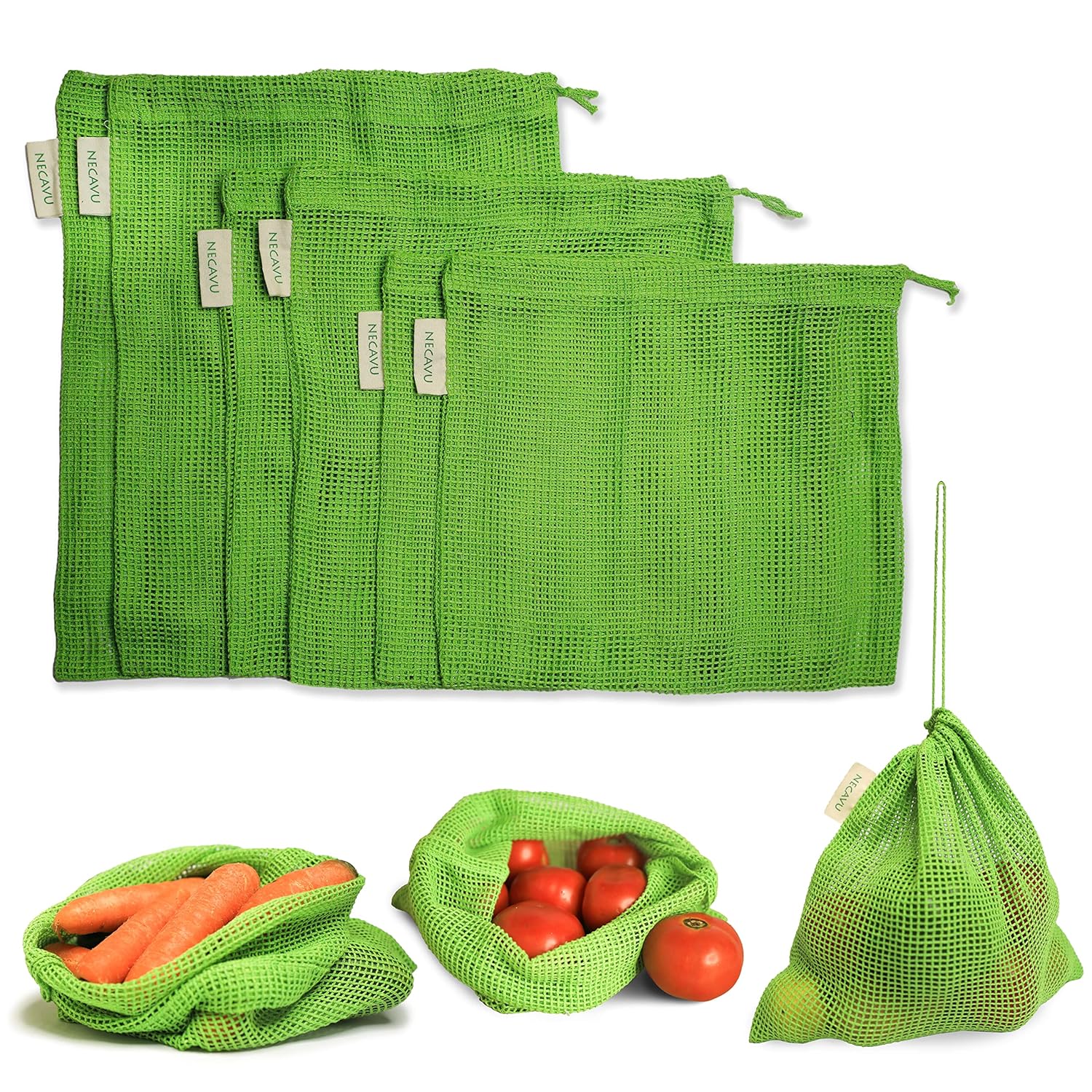 100% Cotton Set of 6 Fridge Drawstring Bags | Eco-Friendly Natural Vegetables Storage Mesh Net for Fridge | Multi-Purpose Cotton Mesh Bag (Neem Green) 100% Cotton Set of 6 Fridge Drawstring Bags | Eco-Friendly Natural Vegetables Storage Mesh Net for Fridge | Multi-Purpose Cotton Mesh Bag (Neem Green)