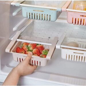 Mechdel Fridge Organizer Drawer Adjustable Fridge Storage Basket, Fridge Racks Tray Sliding Storage Racks (4)