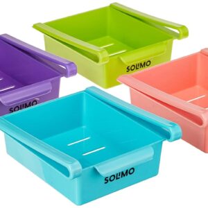 Amazon Brand – Solimo Plastic Fridge Organizers | Set of 4 | 16 cm X 15 cm | Multicolor