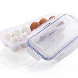 Egg Tray Storage Box for Fridge | Plastic Egg Storage Container with Leak-Proof Lid | Holds 12 Eggs | Durable & Convenient Egg Organizer for Kitchen Fridge, Multicolor