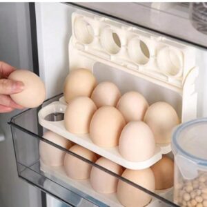 Esspy who understand excellence Esspy 3 Layer,24 Grid Plastic Round Egg Tray For Fridge|Fresh-Keeping Cases Holder|Egg Storage Container|Egg Refrigerator Tray|Easy To Use|Foldable (Cream,Pack Of 1)