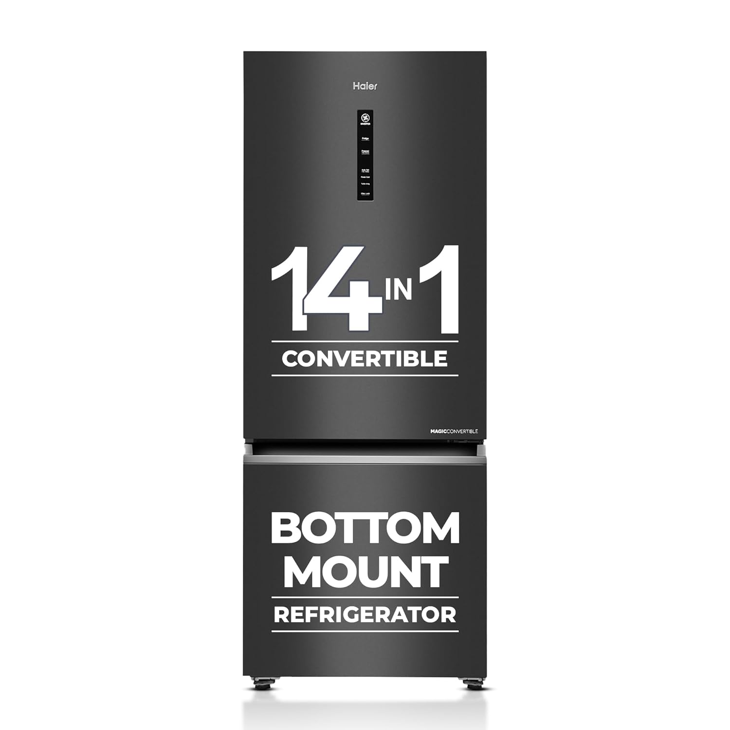 Haier 325 L 3 Star Frost Free Bottom Mount Double Door Refrigerator|Convertible 14-in-1|Jhukna Mat-Bottom Freezer|Digital Display Panel|Triple Inverter|Twist Ice Maker (HEB-333GB-P, Graphite Black) Haier 325 L 3 Star Frost Free Bottom Mount Double Door Refrigerator|Convertible 14-in-1|Jhukna Mat-Bottom Freezer|Digital Display Panel|Triple Inverter|Twist Ice Maker (HEB-333GB-P, Graphite Black)