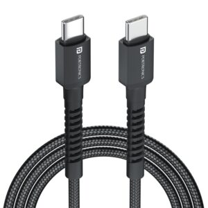 Portronics Konnect X 60W Unbreakable Nylon Braided Cable, 2M Fast Charging Cable For iPhone 15 Series, iPad, Samsung Galaxy (Black)