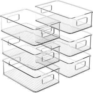 Snazzy Clear Plastic Kitchen Pantry Organizer Refrigerator Or Freezer Food Storage Bins With Handles For Fruit, Yogurt, Snacks, Pasta – Food Safe 10″ Long – 4 Pack , 25.4 x 15.2 x 7.6 Centimeters