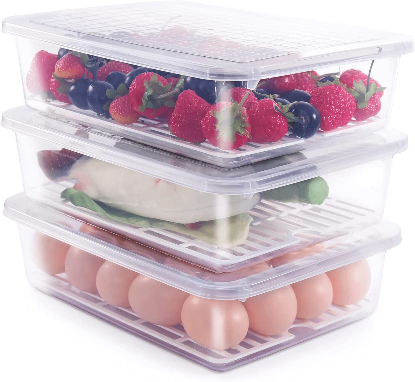 Food Storage Container with Removable Drain Plate and Lid,Stackable Portable Freezer Storage Containers Tray to Keep Fruits,Vegetables,Freezer Organizer 2500ML (Pack Of 6)(Plastic) Food Storage Container with Removable Drain Plate and Lid,Stackable Portable Freezer Storage Containers Tray to Keep Fruits,Vegetables,Freezer Organizer 2500ML (Pack Of 6)(Plastic)