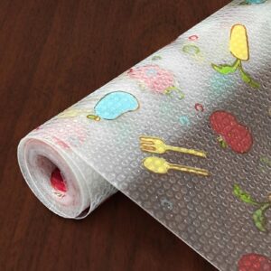 Yellow Weaves PVC Kitchen Mat Fridge Mats 45 cm X 3 Meters Anti Slip Roll, Shelf Liners Sheet for Kitchen, Shelves, Cabinet, Drawer, Wardrobe, Refrigerator, Table (Red Veggies)