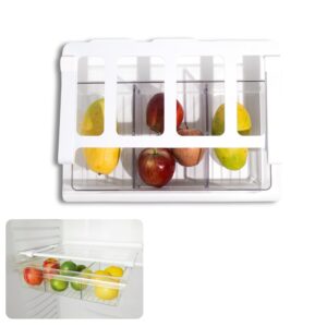 Steelo SoFresh Plastic Fridge Storage Drawer – Sliding Organizer Tray Box – Under Shelf Fridge Storage Basket – Pull Out Refrigerator Drawer for Fruits & Vegetables – Clear, With 3 Partition
