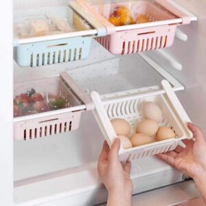 Inditradition Plastic Expandable Hanging Fridge Tray, Refrigerator Food Storage Organizer (16-24 Cm Stretchable, Pack Of 2) – Multicolor