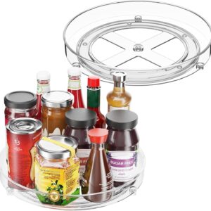 Clear Lazy Susan Turntable – 360° Rotating Organizer Tray for Kitchen, Pantry, Fridge, Bathroom & Makeup | Transparent Spice Rack for Condiments, Jars & Skincare Storage (PRO)