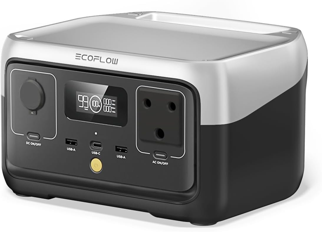 EF ECOFLOW 300W Portable Power Station RIVER 2, 256Wh LiFePO4 Battery, 10 Year Life, 0% – 100% Charge in 60 mins, 230V – 50Hz ZA Version, Power 6 Appliances at once, For Outdoor Use & Home Backup EF ECOFLOW 300W Portable Power Station RIVER 2, 256Wh LiFePO4 Battery, 10 Year Life, 0% – 100% Charge in 60 mins, 230V – 50Hz ZA Version, Power 6 Appliances at once, For Outdoor Use & Home Backup
