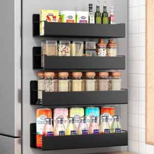 ESPERO Fridge Side Storage Rack, Magnetic Metal Shelf For Fridge, Kitchen Spice Rack Organizer for Refrigerator, Oven, Space-Saving Organizers, Multi-Use for Spices, Utensils Store (Pack Of 4)