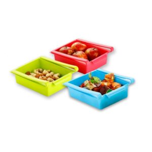 Floraware Plastic Refrigerator Storage Rack Set, Set of 3, Multicolour