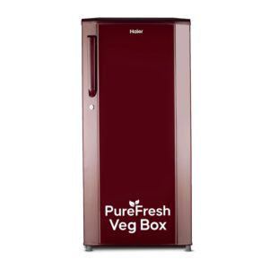 Haier 165L 1 Star Direct Cool Single Door Refrigerator | Wired Shelves | Large Veg Box | Fast Ice Making | Longer Cooling Retention | Easy Clean Back (HED-171RS-P, Red Mono)
