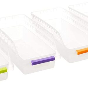 Inditradition Plastic Space Saver Food Storage Fridge Shelf Organizer Basket (Transparent) – Pack of 4