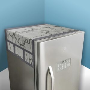 Kuber Industries Fridge Top Cover | Dust-Proof & Waterproof Refrigerator Top Cover | Marble Design | Light Grey
