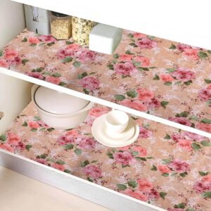 Kuber Industries Shelf Liner| PVC Kitchen Cabinet Mat | Shelf Liner for Drawer | Flower Design Wardrobe Mat | 10 Meter | Beige