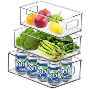 PRIME PICK Stackable Food Storage Containers with Handles Durable Acrylic Fridge Organizers for Pantry, Refrigerator, Transparent Bins for Fruits Snacks Pasta, More Easy to Clean & Space-Saving Design