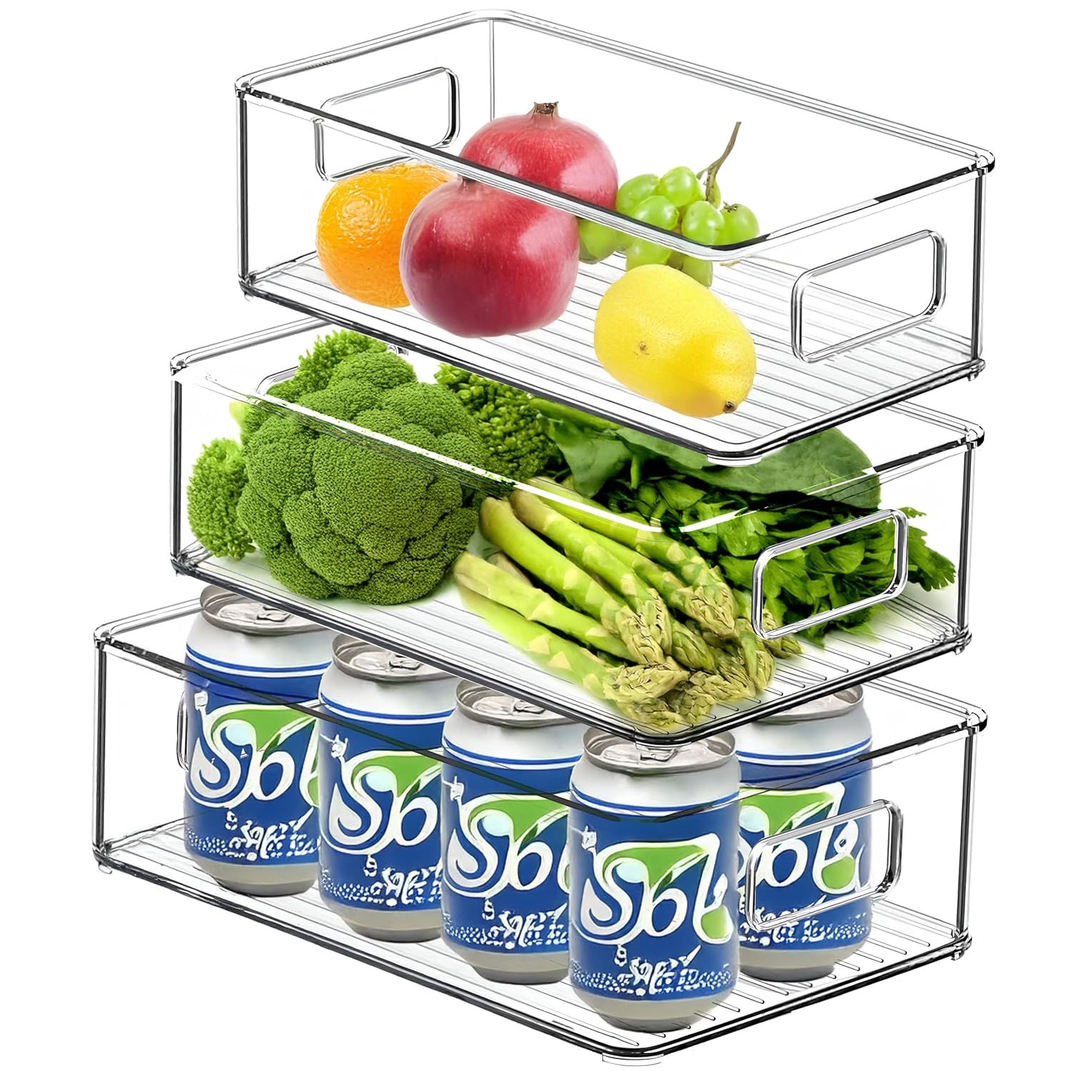 PRIME PICK Stackable Food Storage Containers with Handles Durable Acrylic Fridge Organizers for Pantry, Refrigerator, Transparent Bins for Fruits Snacks Pasta, More Easy to Clean & Space-Saving Design PRIME PICK Stackable Food Storage Containers with Handles Durable Acrylic Fridge Organizers for Pantry, Refrigerator, Transparent Bins for Fruits Snacks Pasta, More Easy to Clean & Space-Saving Design