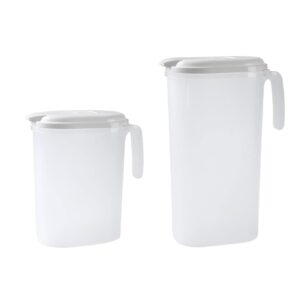 Plastic Multipurpose Jug, Transparent Jug, Pitcher For Serve Water, Milk, Ice Tea, Juice, Beverages, Cocktail, Jug With Lid, 1600 Ml And 2200 Ml, Pack Of 2