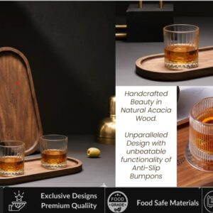 Premium Wooden Serving Tray/Platter | Mahogany Finish |Brown Tray for Dining & Coffee Table | Platter for Serving Tea, Cakes, Snacks, Breakfast & Home Décor