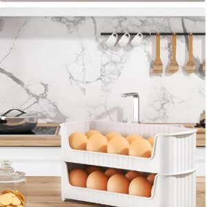 RANIC EggNest Stackable Egg Tray, 10 Slots Per Trey, Space-Saving Organizer for Fridge Side Door, Tabletop & Cabinet, BPA-Free, Durable, Detachable, Freezer Safe (2 Tray)