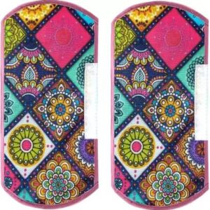SA Handlooms Fridge/Refrigerator Door Handle Cover | Rangoli Design Cover,Pack of 1 Piece,6×12 Inch-Maroon