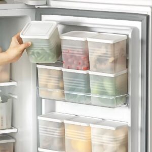 Satpurush Plastic Fridge Storage Boxes (Pack of 12) Freezer & Refrigerator Organizer Containers Kitchen Storage Container Set Kitchen Accessories Items for Home 1200 ml Food Storage Box, White