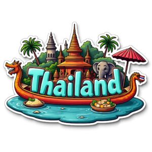 Thailand Country Theme Souvenir Wooden Refrigerator Stylish Fridge Magnet – Perfect Souvenir Gift for Brother, Sister, Kids | Kitchen Decor | Fridge Decoration | Size 3×3 Inches | Pack of 1